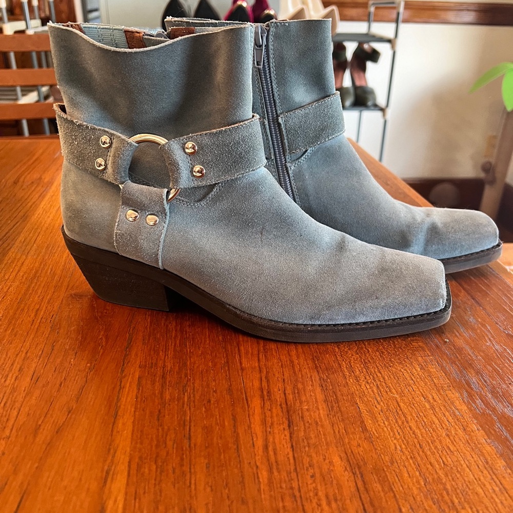 Free People Blue Suede Booties 8.5